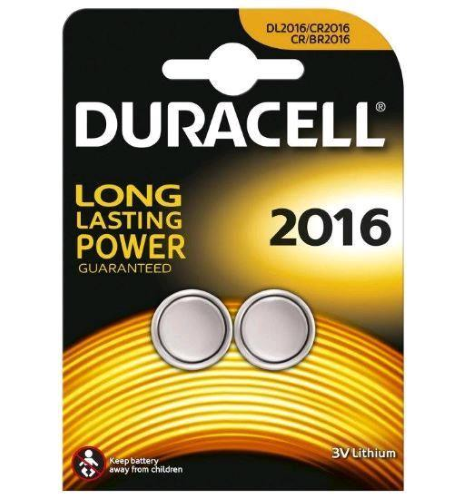 DURACELL CR2016 BATTERIA A BOTTONE AL LITIO 3V CONF 2 Pz.